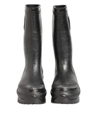 Dolce & Gabbana Metallic Black Pull On Rain Boots Men Shoes - Zeiniez