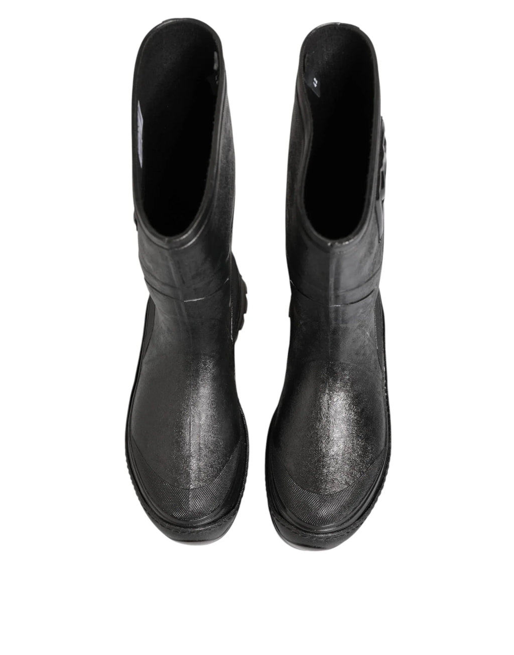 Dolce & Gabbana Metallic Black Pull On Rain Boots Men Shoes - Zeiniez