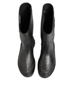 Dolce & Gabbana Metallic Black Pull On Rain Boots Men Shoes - Zeiniez