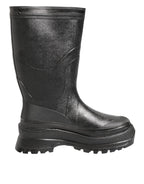 Dolce & Gabbana Metallic Black Pull On Rain Boots Men Shoes - Zeiniez