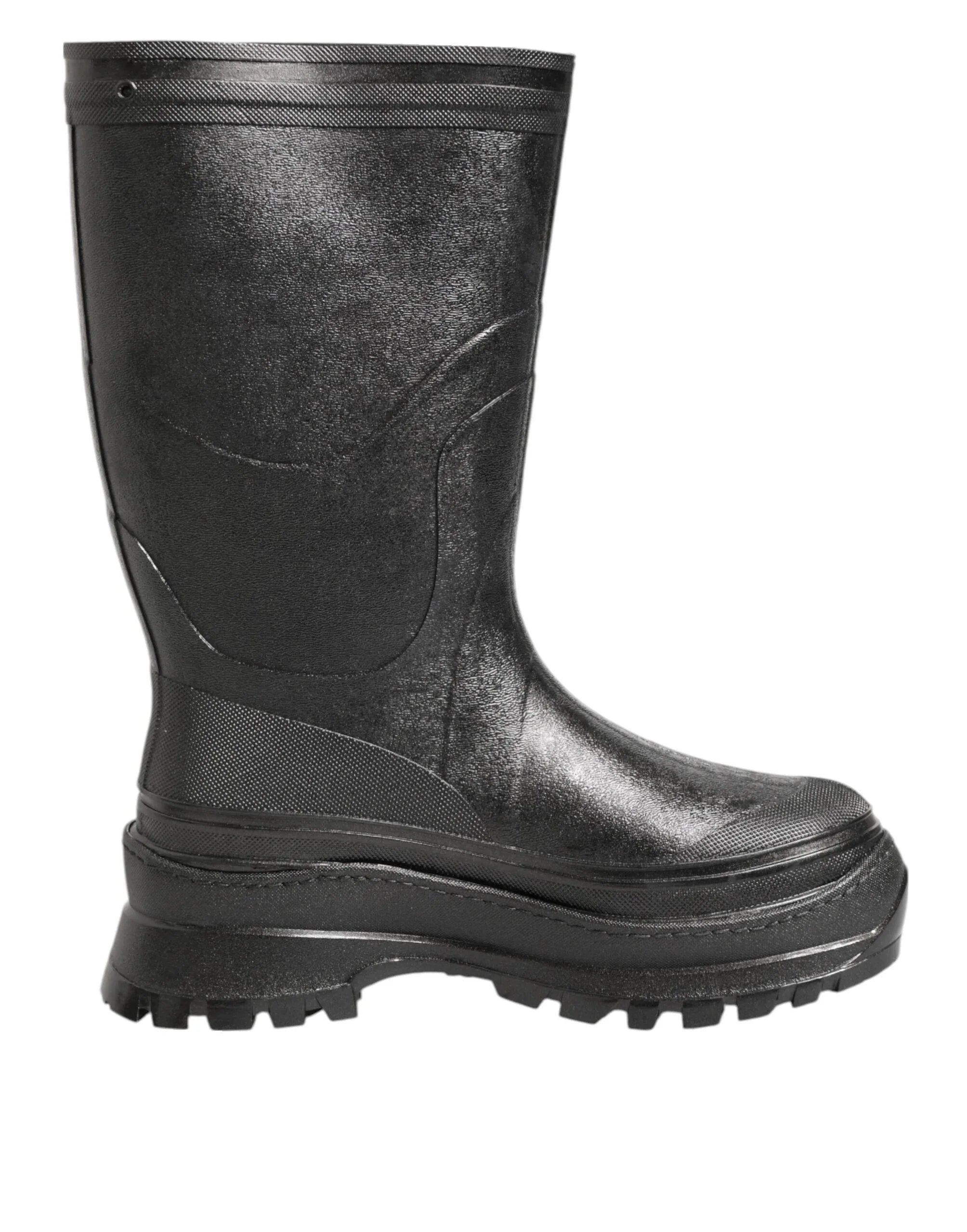 Dolce & Gabbana Metallic Black Pull On Rain Boots Men Shoes - Zeiniez