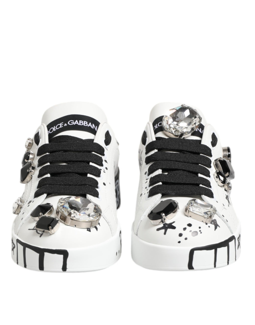 Dolce & Gabbana White Portofino Crystal Sneakers  Shoes - Zeiniez