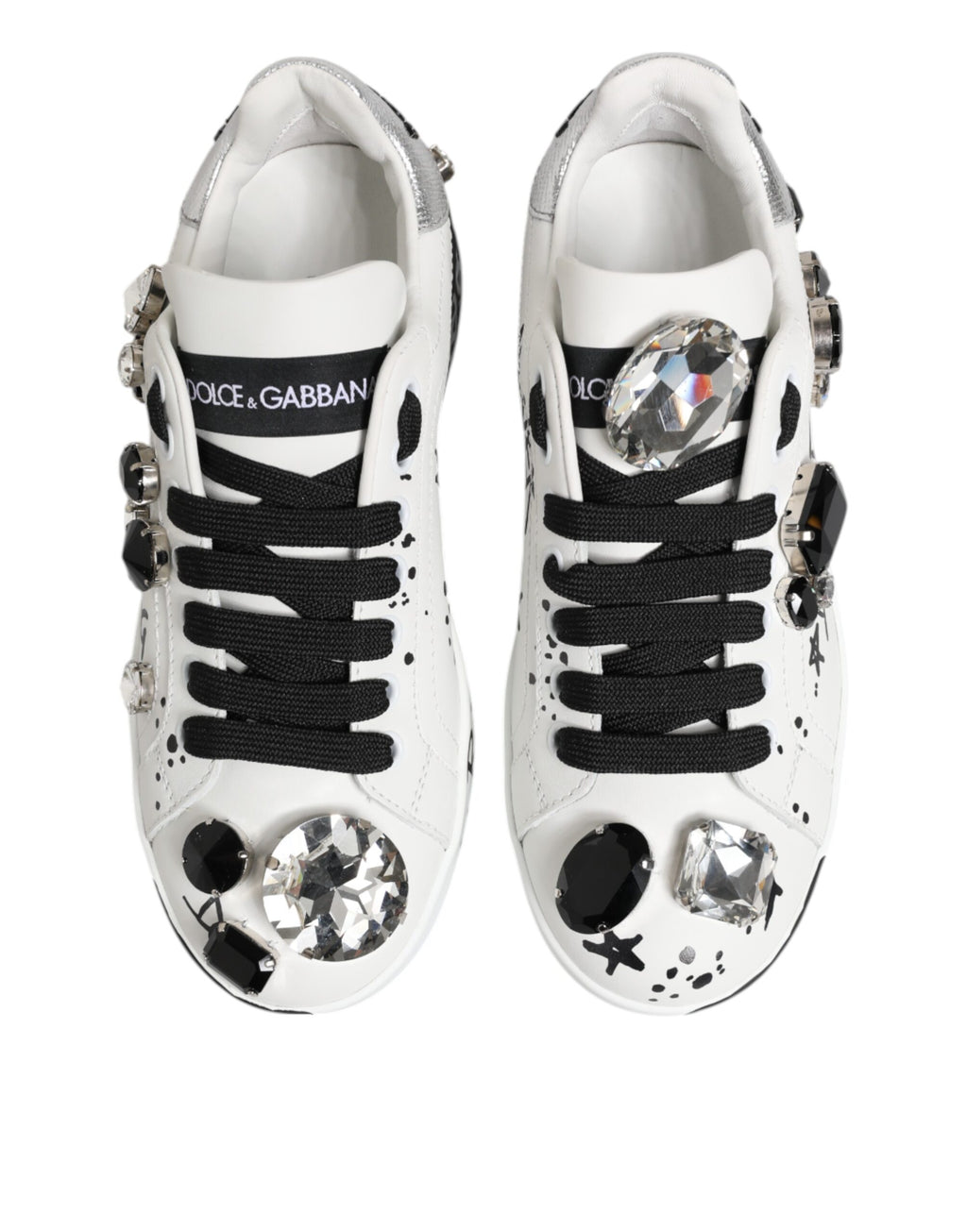 Dolce & Gabbana White Portofino Crystal Sneakers  Shoes - Zeiniez