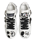 Dolce & Gabbana White Portofino Crystal Sneakers  Shoes - Zeiniez