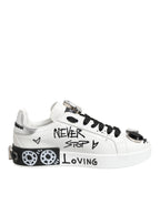 Dolce & Gabbana White Portofino Crystal Sneakers  Shoes - Zeiniez