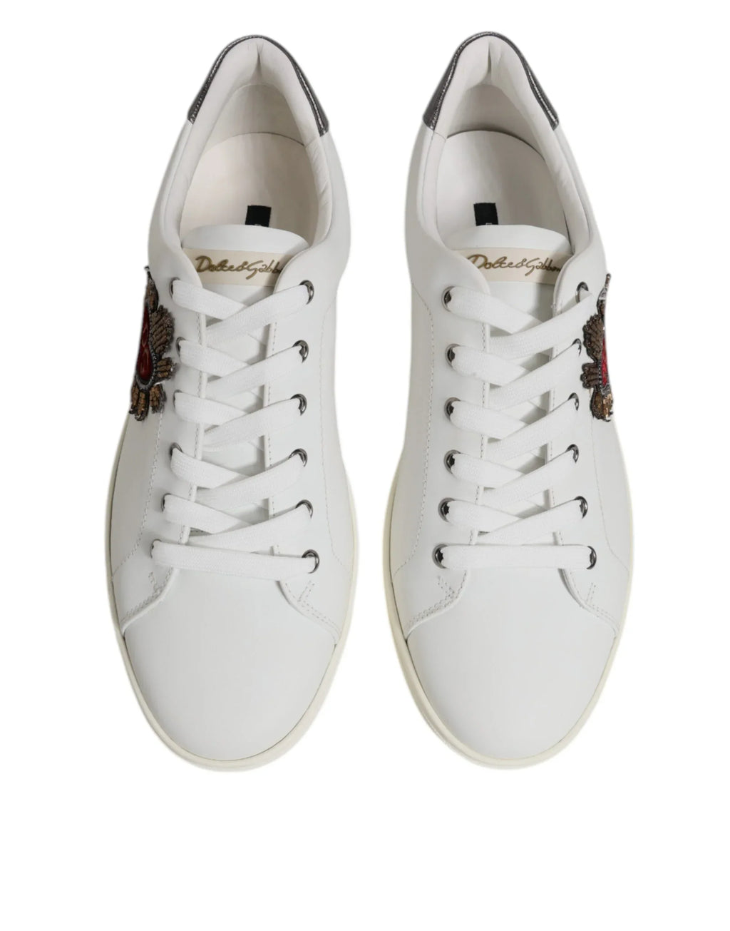 Dolce & Gabbana White Sacred Heart Men Low Top Sneakers Shoes - Zeiniez