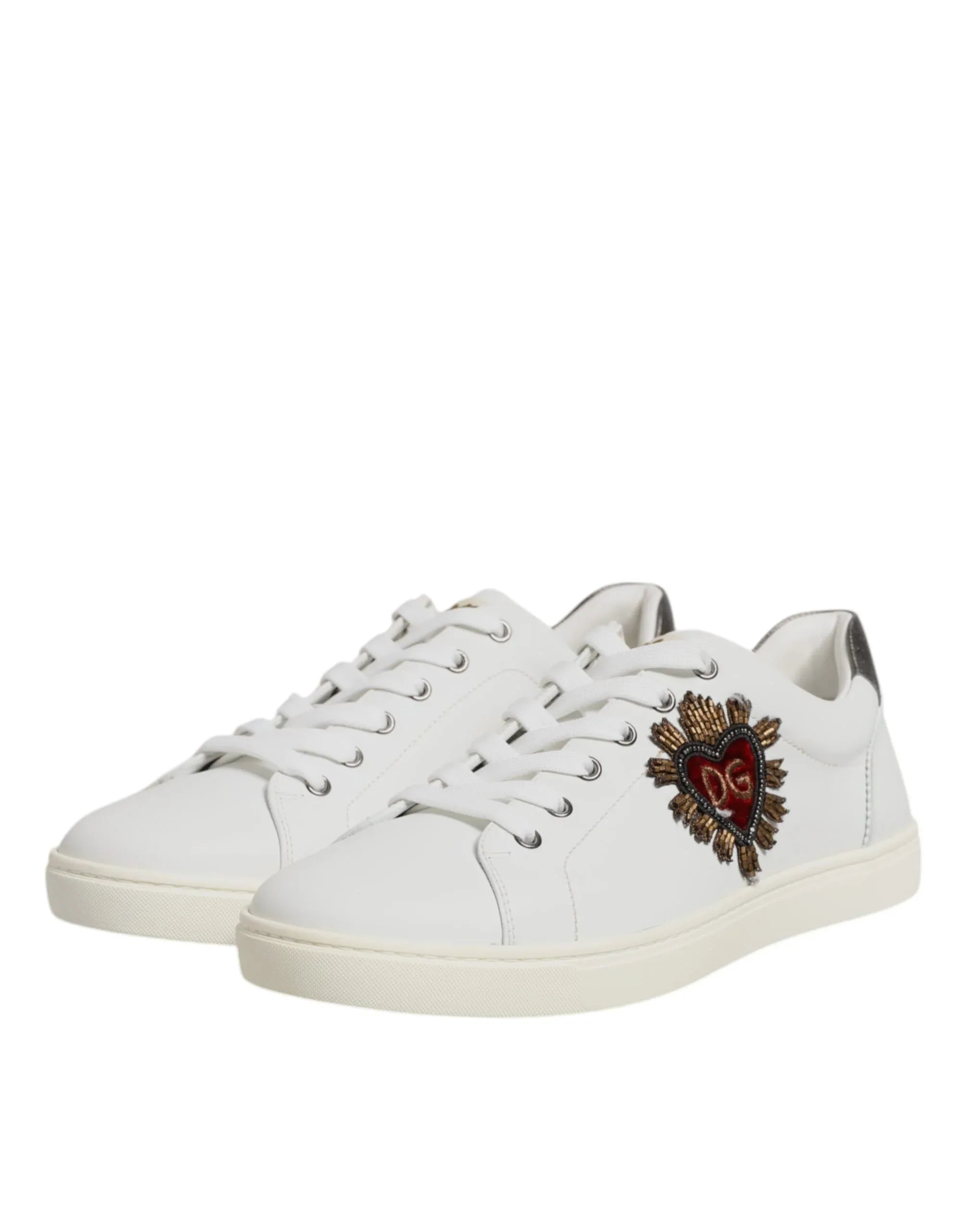 Dolce & Gabbana White Sacred Heart Men Low Top Sneakers Shoes - Zeiniez