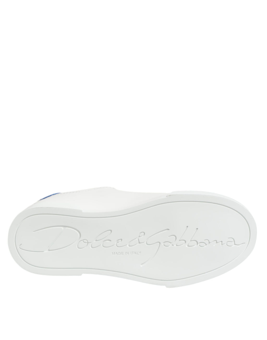 Dolce & Gabbana White Blue Leather Low Top Sneakers Shoes - Zeiniez