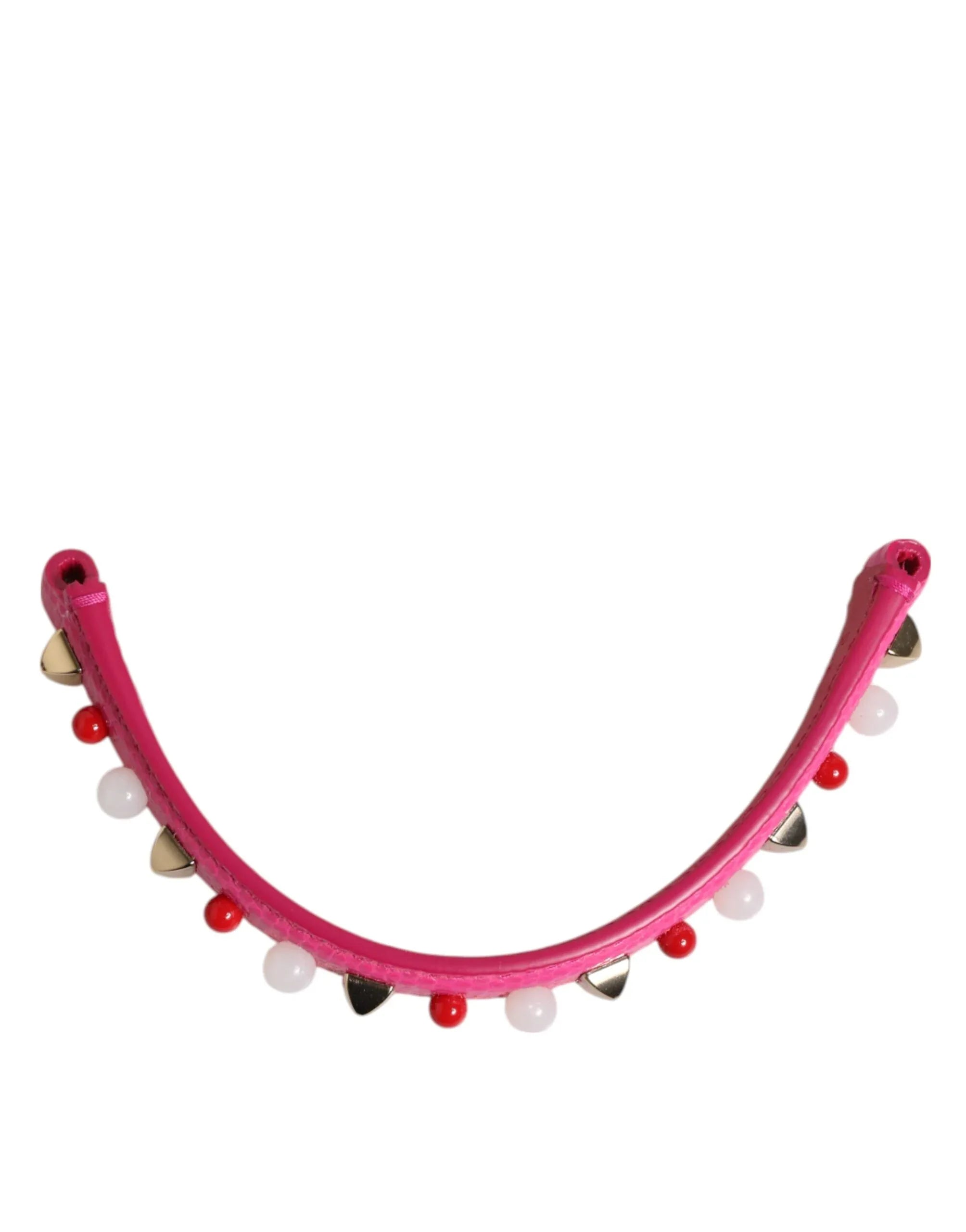 Dolce & Gabbana Pink Embellished Leather Bag Handle Women Shoulder Strap - Zeiniez