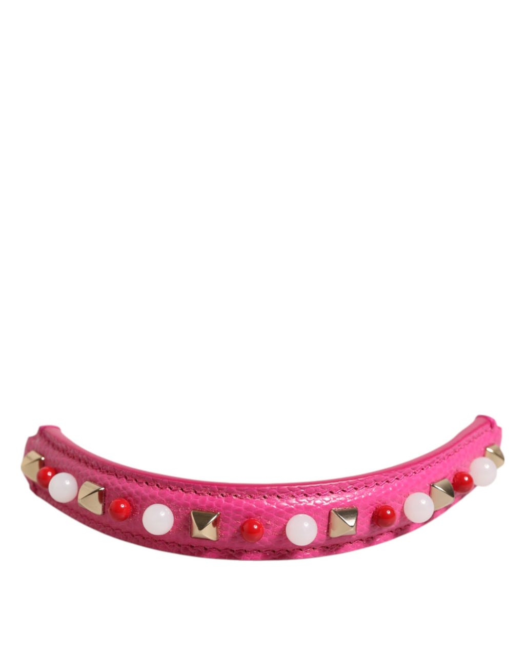 Dolce & Gabbana Pink Embellished Leather Bag Handle Women Shoulder Strap
