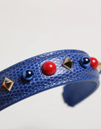 Dolce & Gabbana Blue Embellished Leather Bag Handle Women Shoulder Strap - Zeiniez