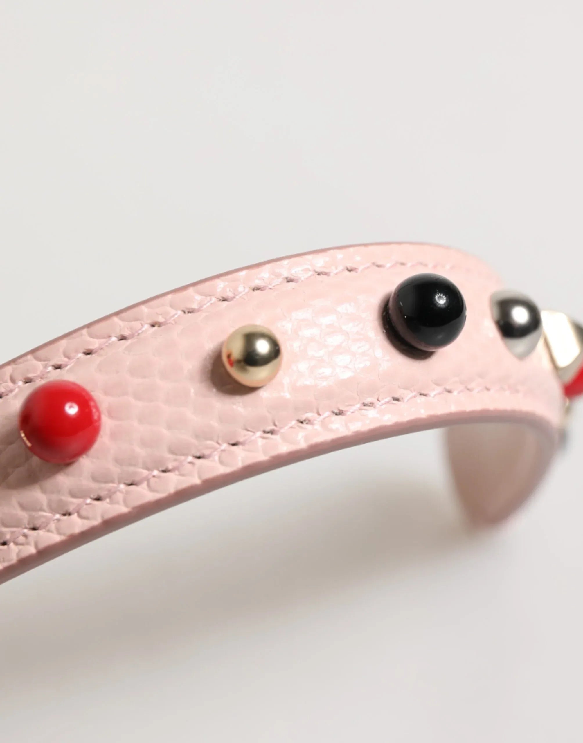 Dolce & Gabbana Light Pink Embellished Leather Bag Handle Shoulder Strap - Zeiniez