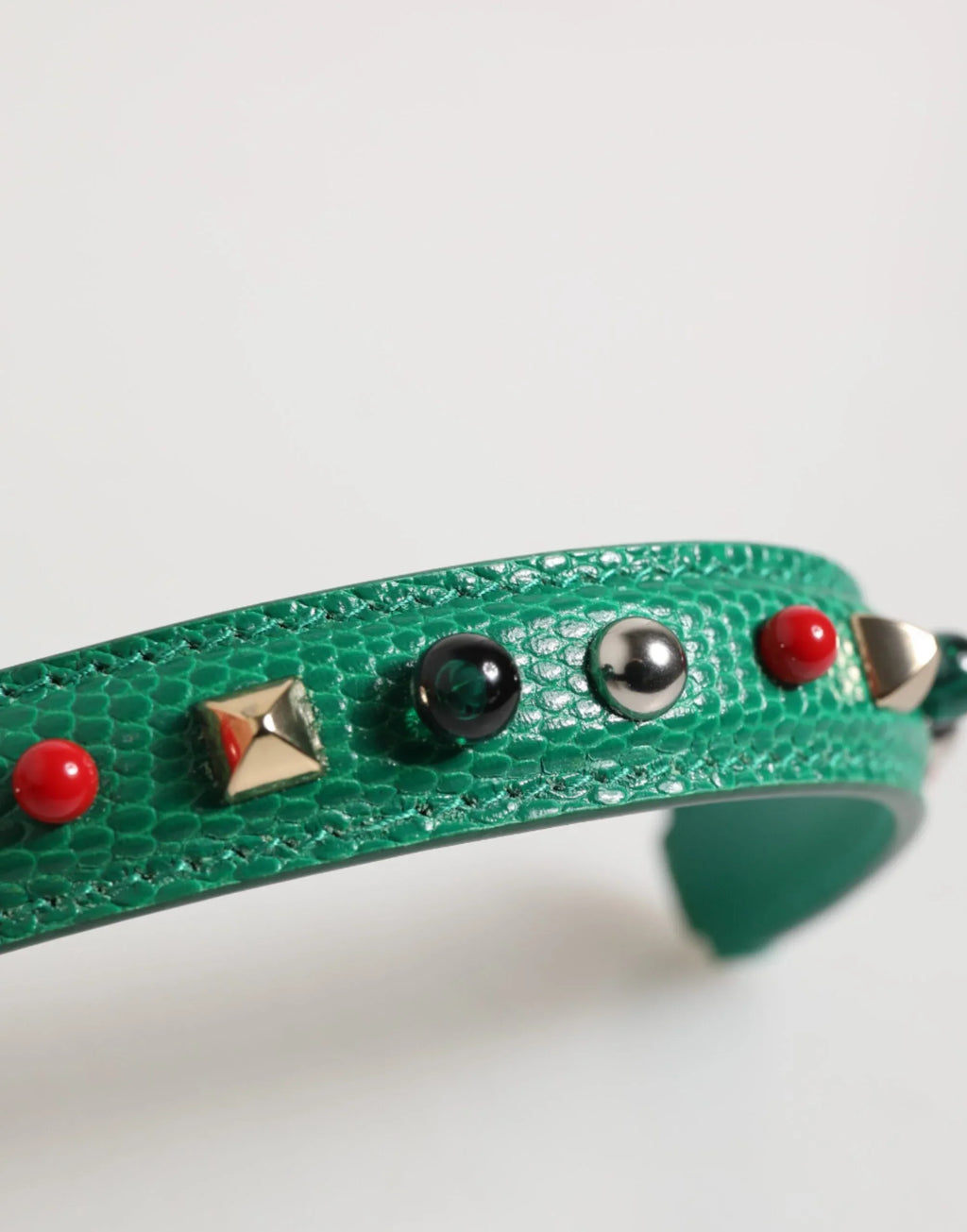 Dolce & Gabbana Green Embellished Leather Bag Handle Women Shoulder Strap - Zeiniez