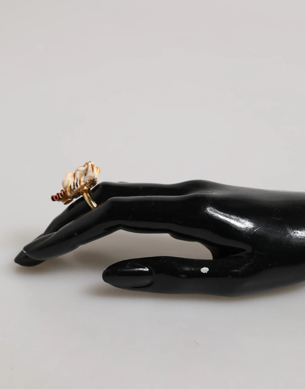 Dolce & Gabbana Gold Brass Resin Beige Dog Pet Accessory Ring - Zeiniez