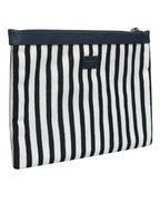 Dolce & Gabbana Black White Striped Logo Plaque Clutch Borse Pouch Bag - Zeiniez