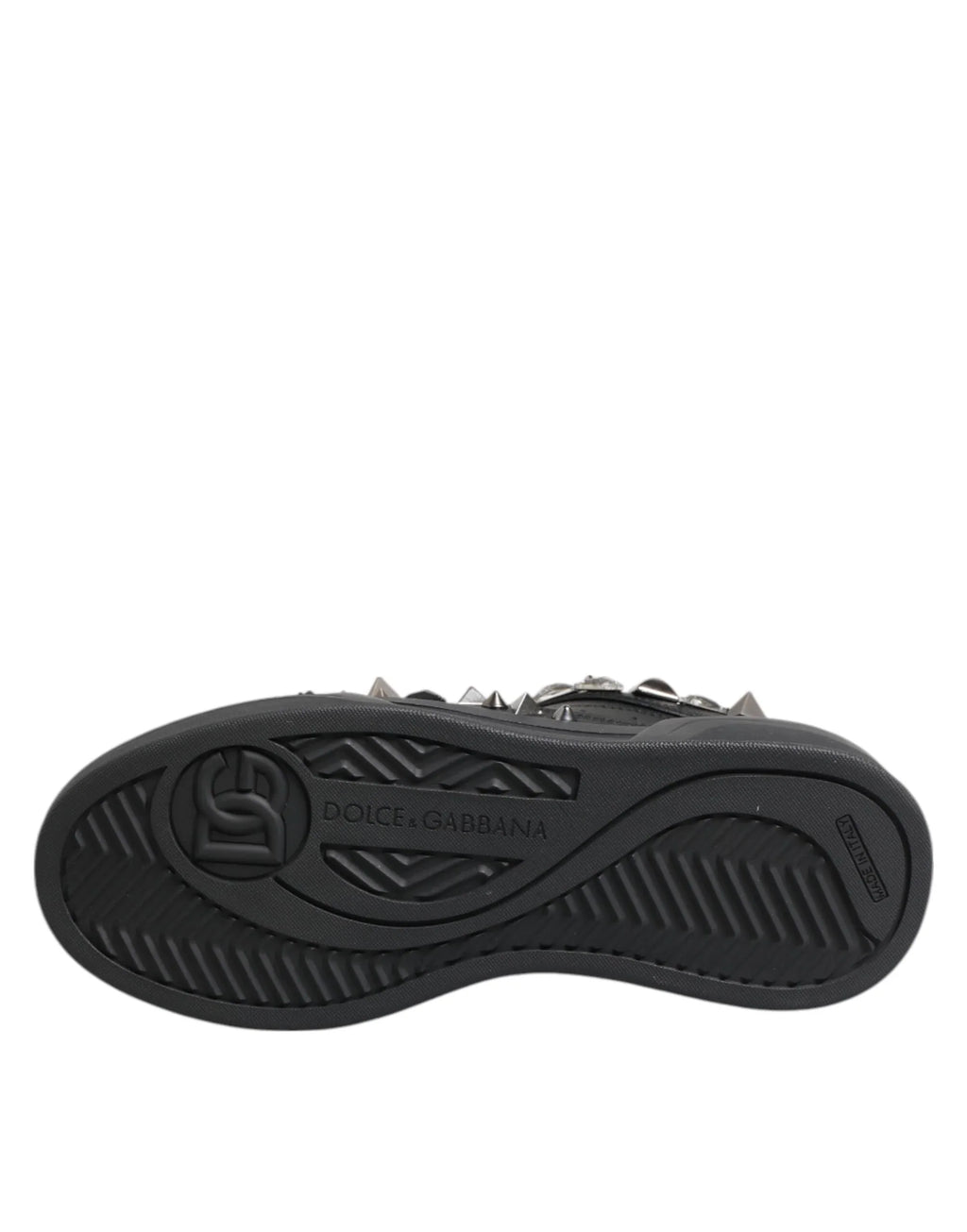 Dolce & Gabbana Black Leather Studded Low Top Sneakers Shoes - Zeiniez