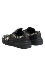 Dolce & Gabbana Black Leather Studded Low Top Sneakers Shoes - Zeiniez