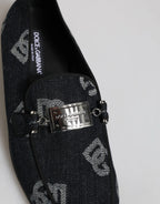 Dolce & Gabbana Blue Logo Cotton Loafers Formal Dress Shoes - Zeiniez