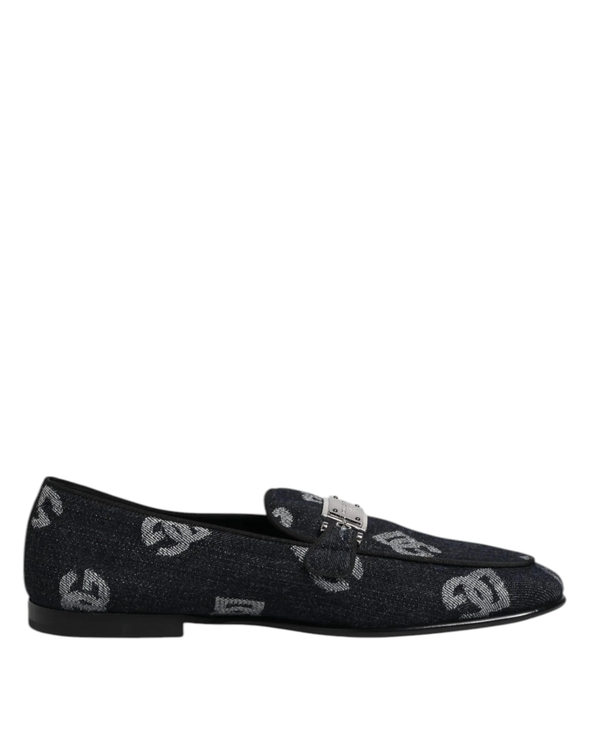 Dolce & Gabbana Blue Logo Cotton Loafers Formal Dress Shoes - Zeiniez