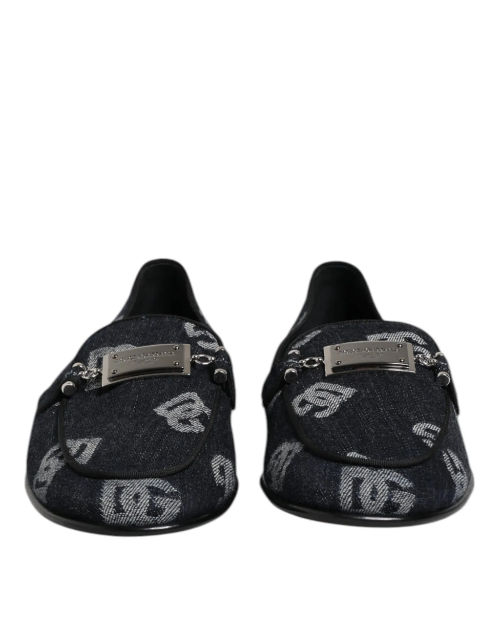 Dolce & Gabbana Blue Logo Cotton Loafers Formal Dress Shoes - Zeiniez