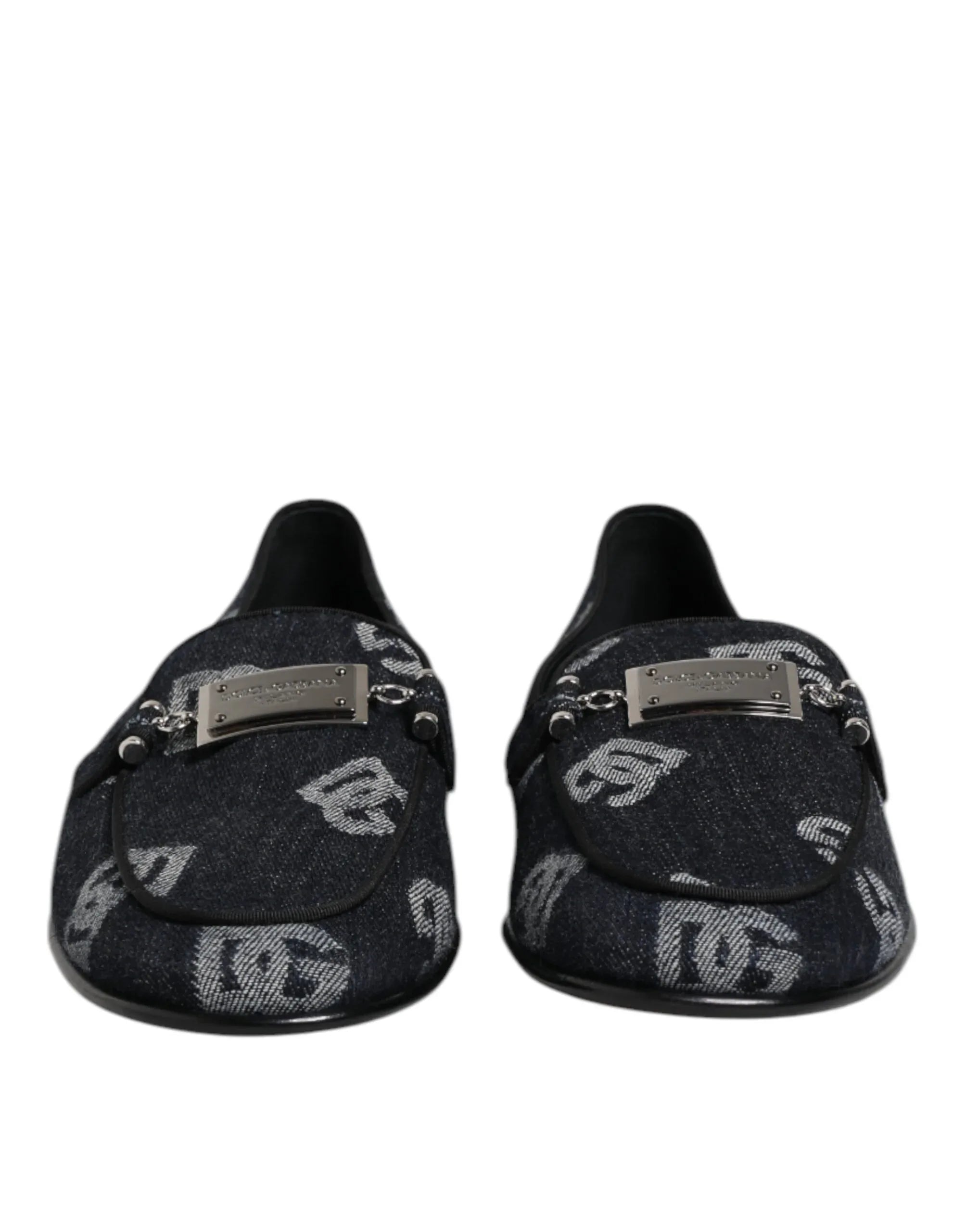 Dolce & Gabbana Blue Logo Cotton Loafers Formal Dress Shoes - Zeiniez