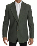 Romeo Gigli Green Linen Blazer One Piece Single Breasted Jacket - Zeiniez