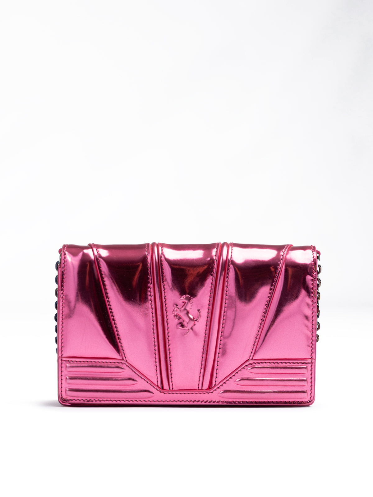 Ferrari Metal Pink GT patent leather bag with chain - Zeiniez