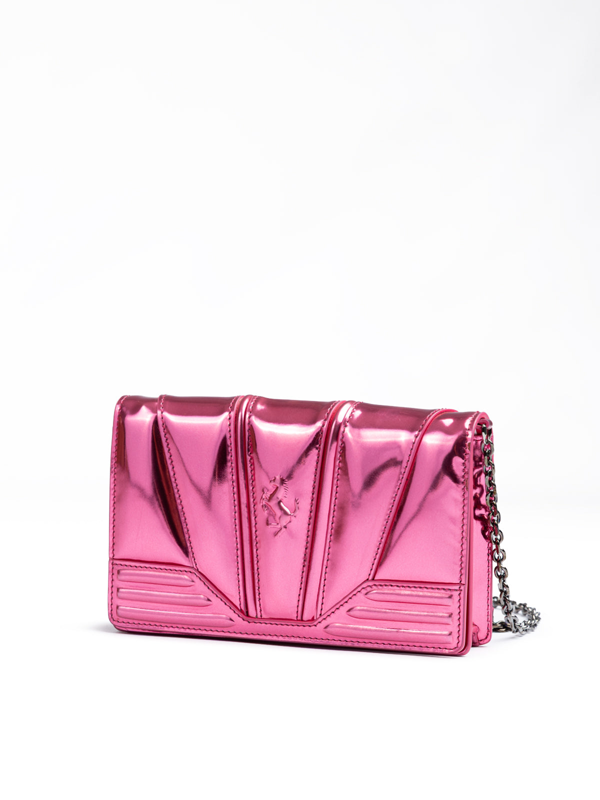 Ferrari Metal Pink GT patent leather bag with chain - Zeiniez