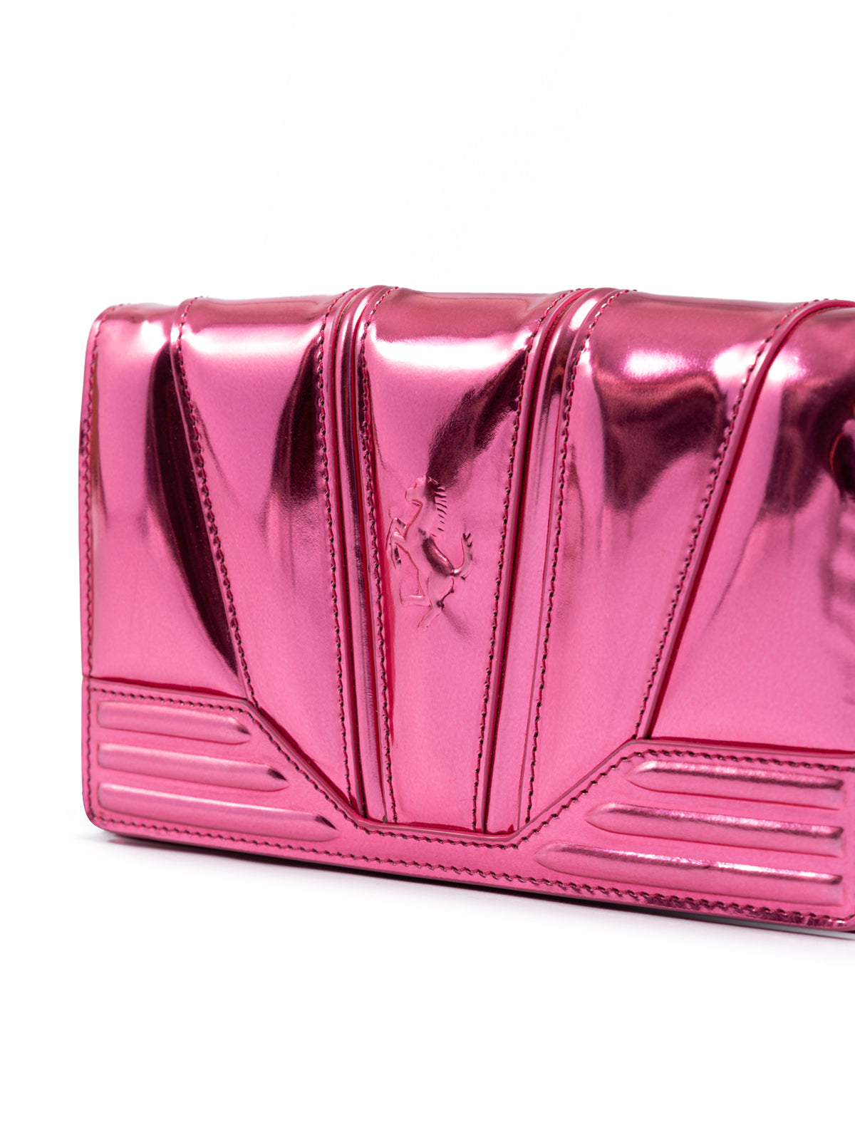 Ferrari Metal Pink GT patent leather bag with chain - Zeiniez