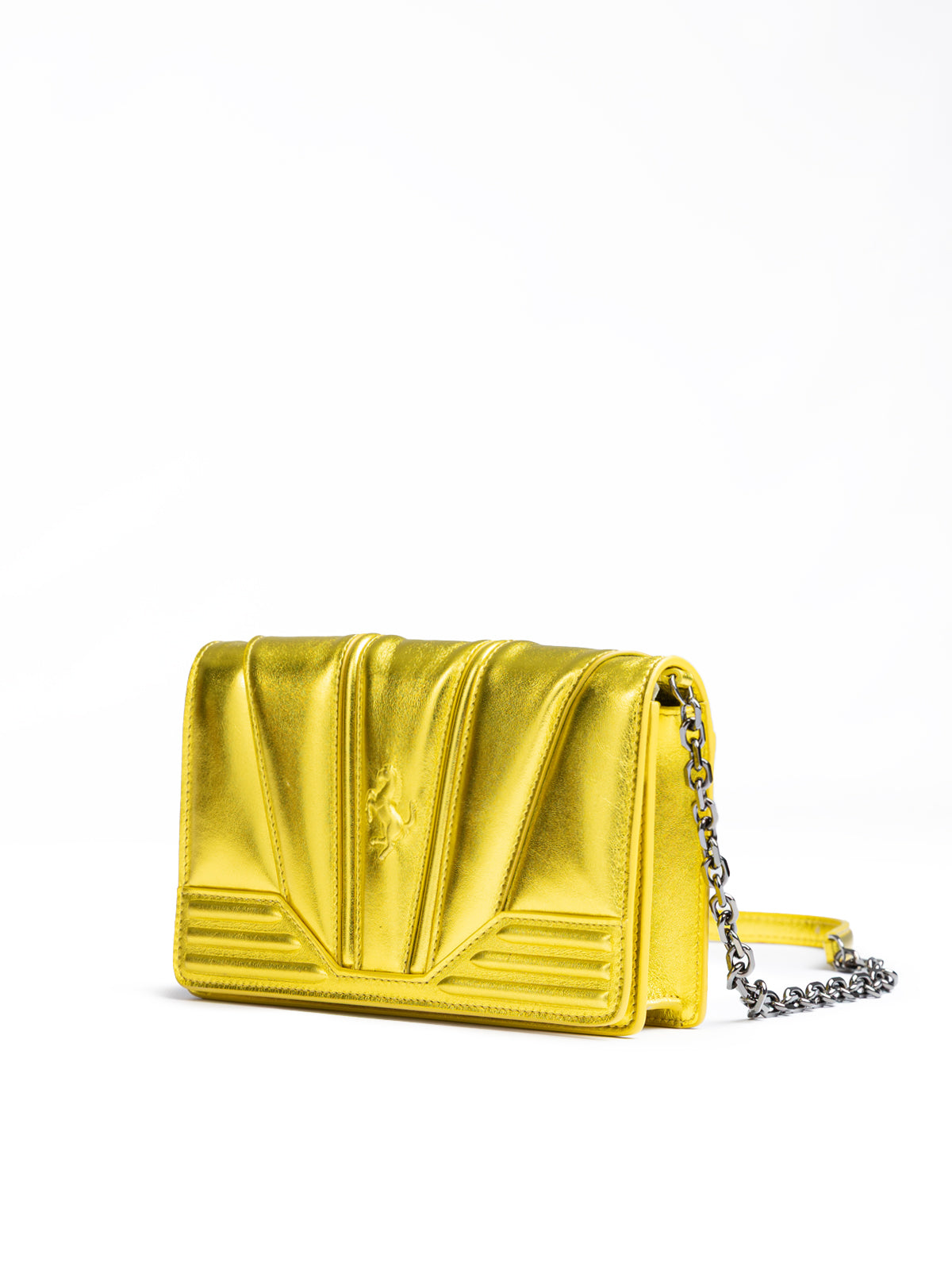 Ferrari Metal Yellow GT patent leather bag with chain - Zeiniez