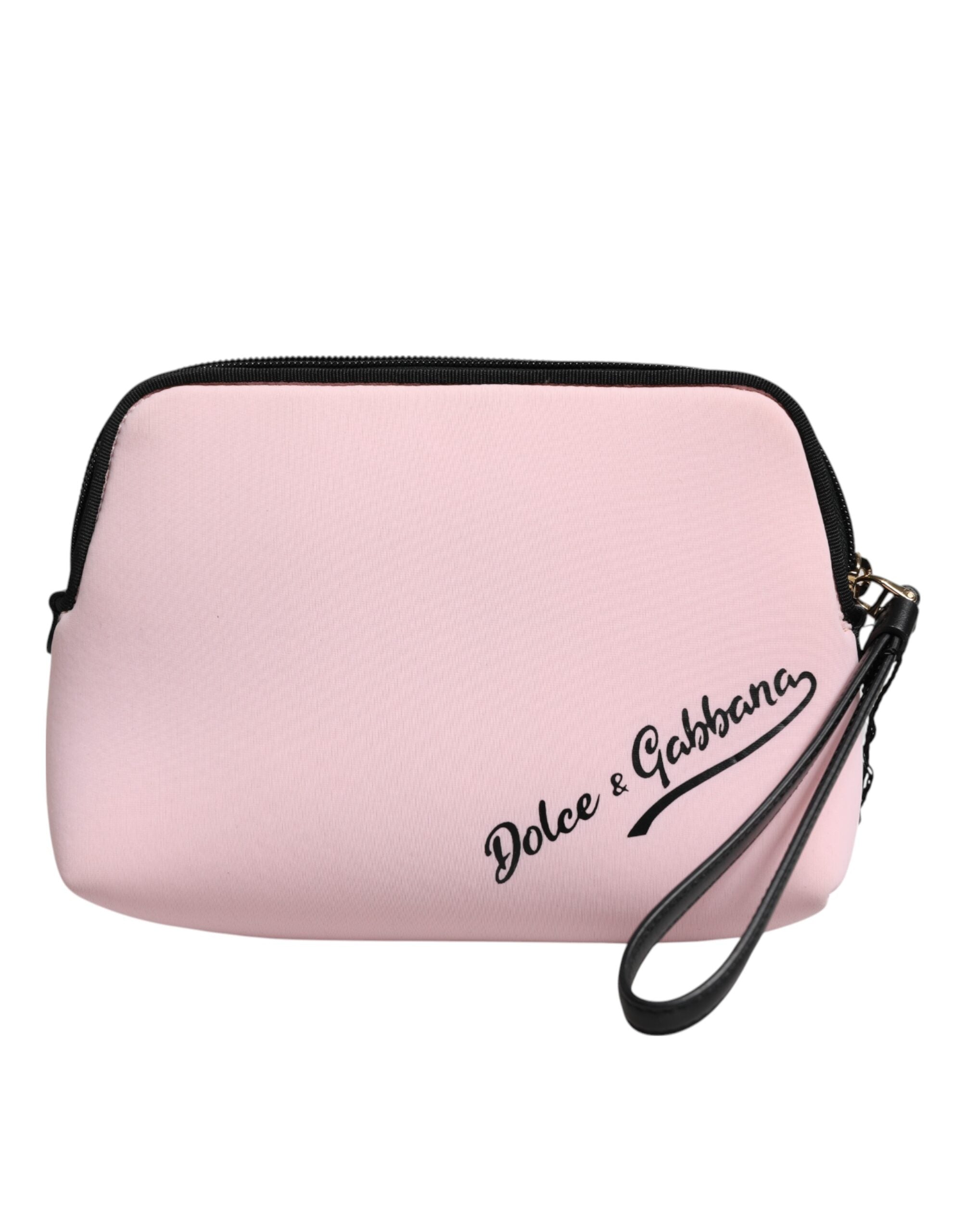 Dolce & Gabbana Pink Solid Nylon DG Logo Print Clutch Zip Borse Pouch Bag - Zeiniez