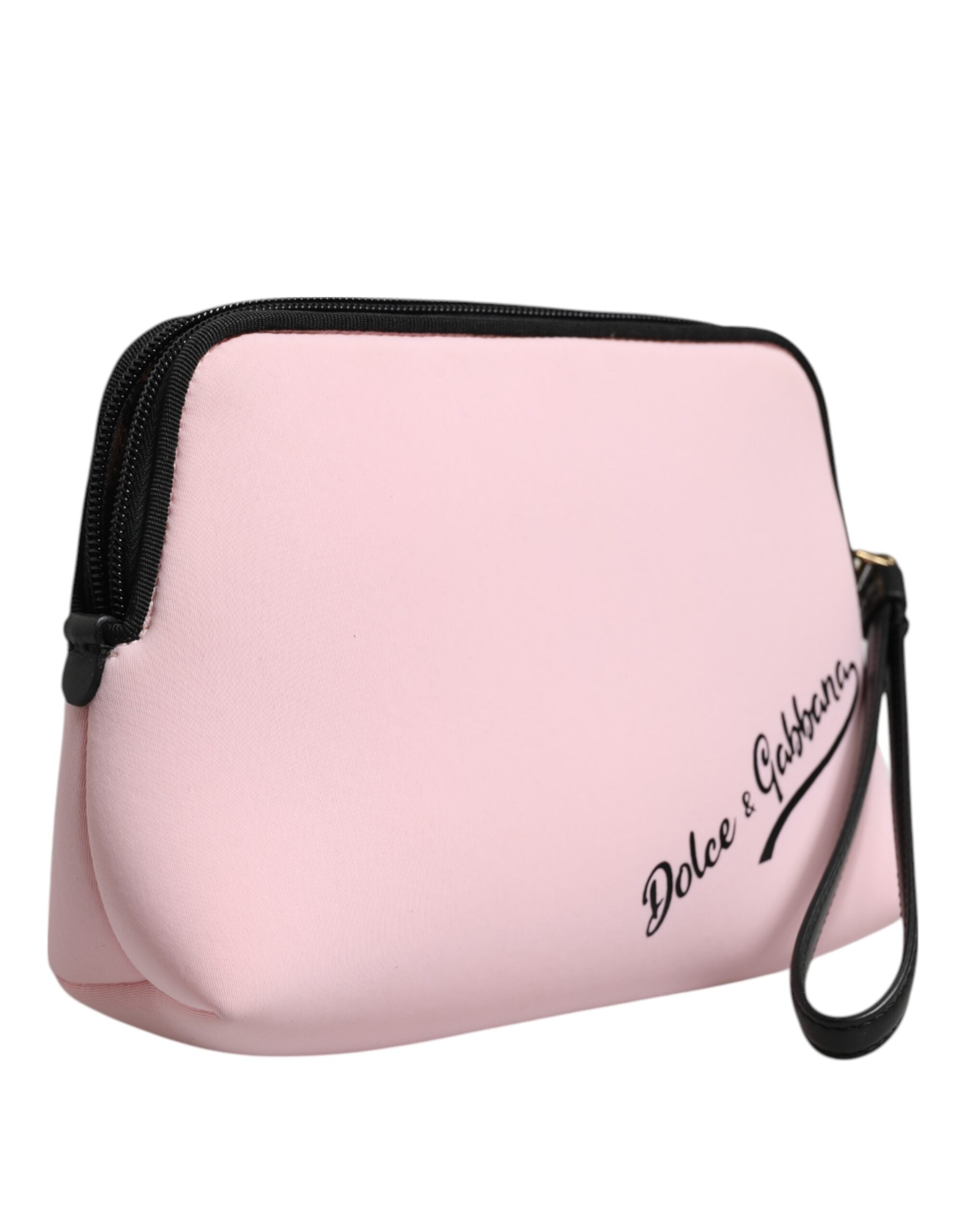 Dolce & Gabbana Pink Solid Nylon DG Logo Print Clutch Zip Borse Pouch Bag - Zeiniez