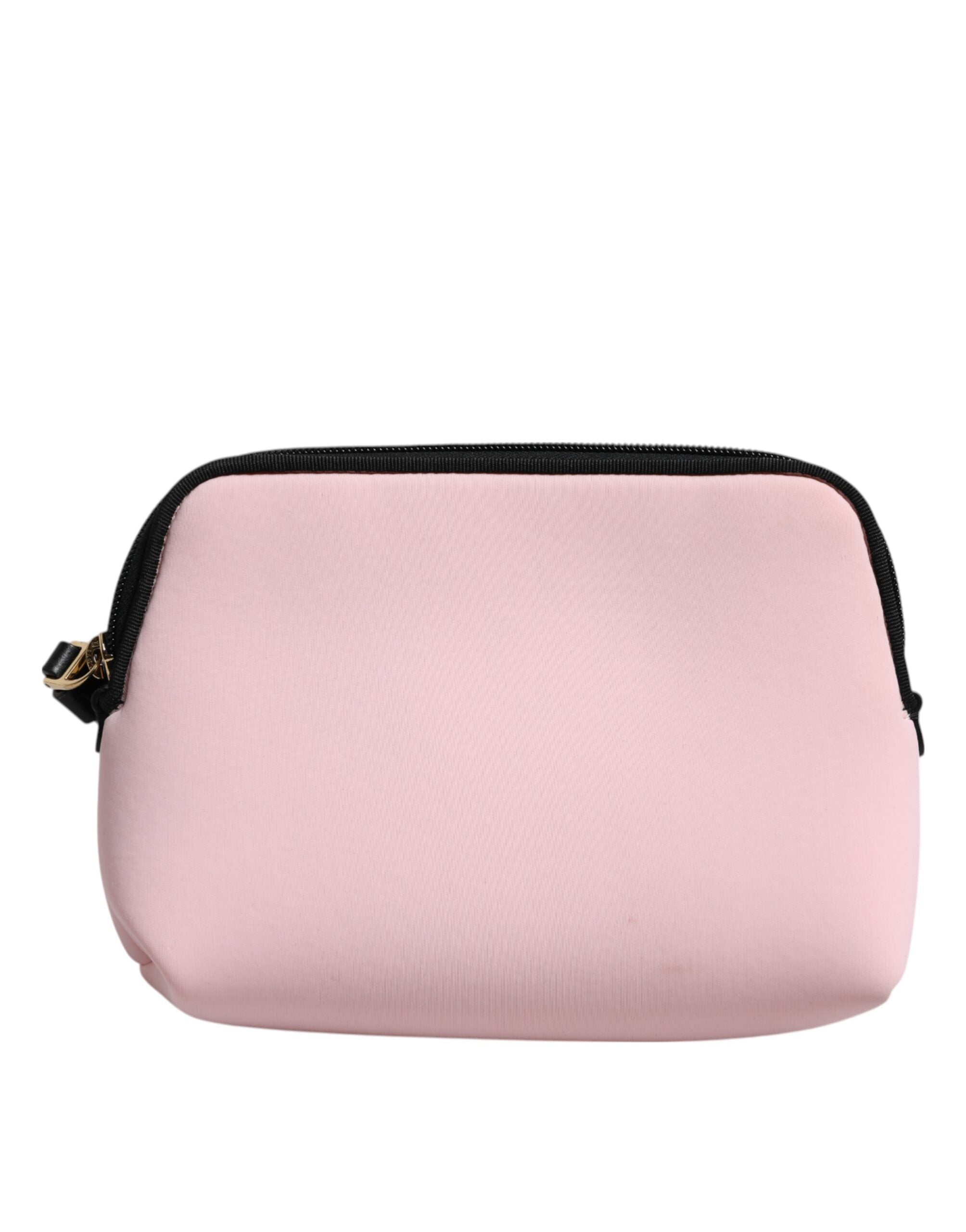 Dolce & Gabbana Pink Solid Nylon DG Logo Print Clutch Zip Borse Pouch Bag - Zeiniez