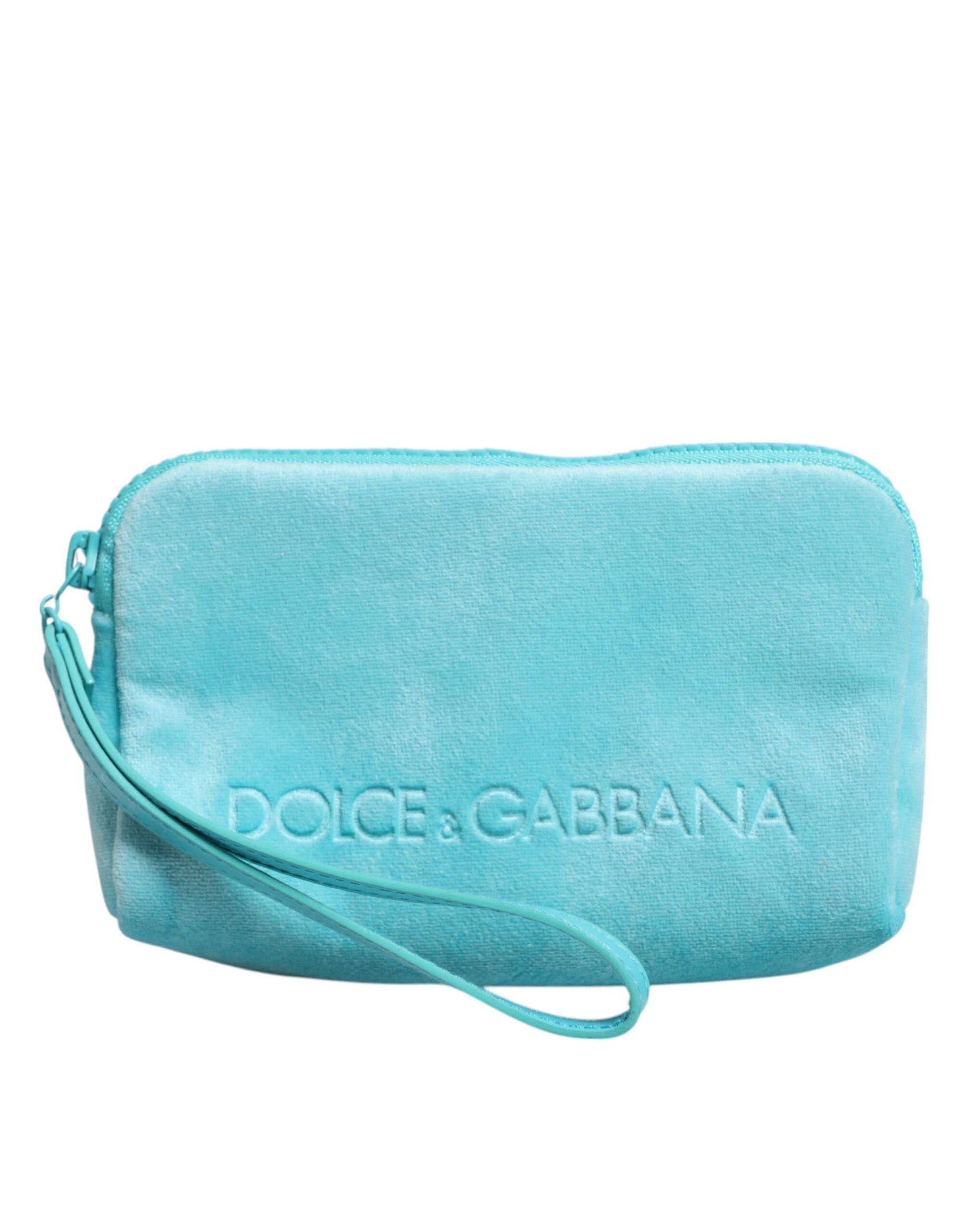 Dolce & Gabbana Light Blue Solid Logo Clutch Sunglasses Holder Pouch Bag - Zeiniez