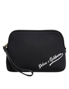 Dolce & Gabbana Black Solid Nylon DG LogoPrint Clutch Zip Borse Pouch Bag - Zeiniez