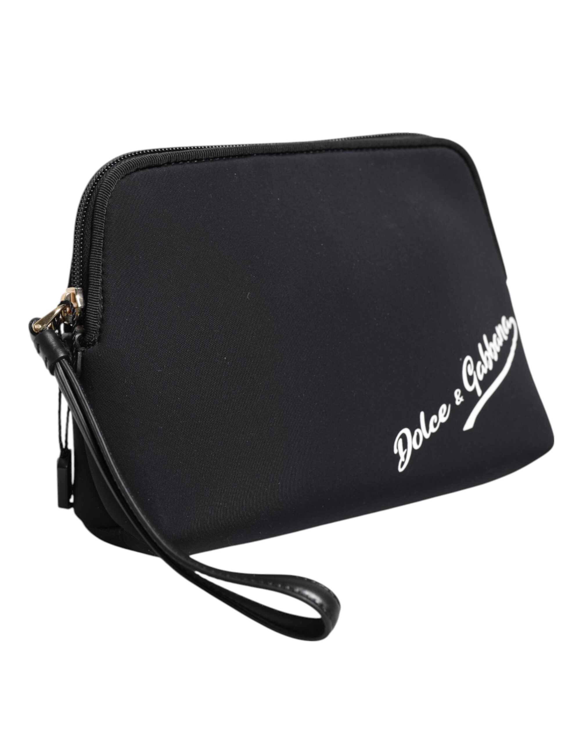 Dolce & Gabbana Black Solid Nylon DG LogoPrint Clutch Zip Borse Pouch Bag - Zeiniez