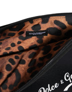Dolce & Gabbana Black Solid Nylon DG LogoPrint Clutch Zip Borse Pouch Bag - Zeiniez