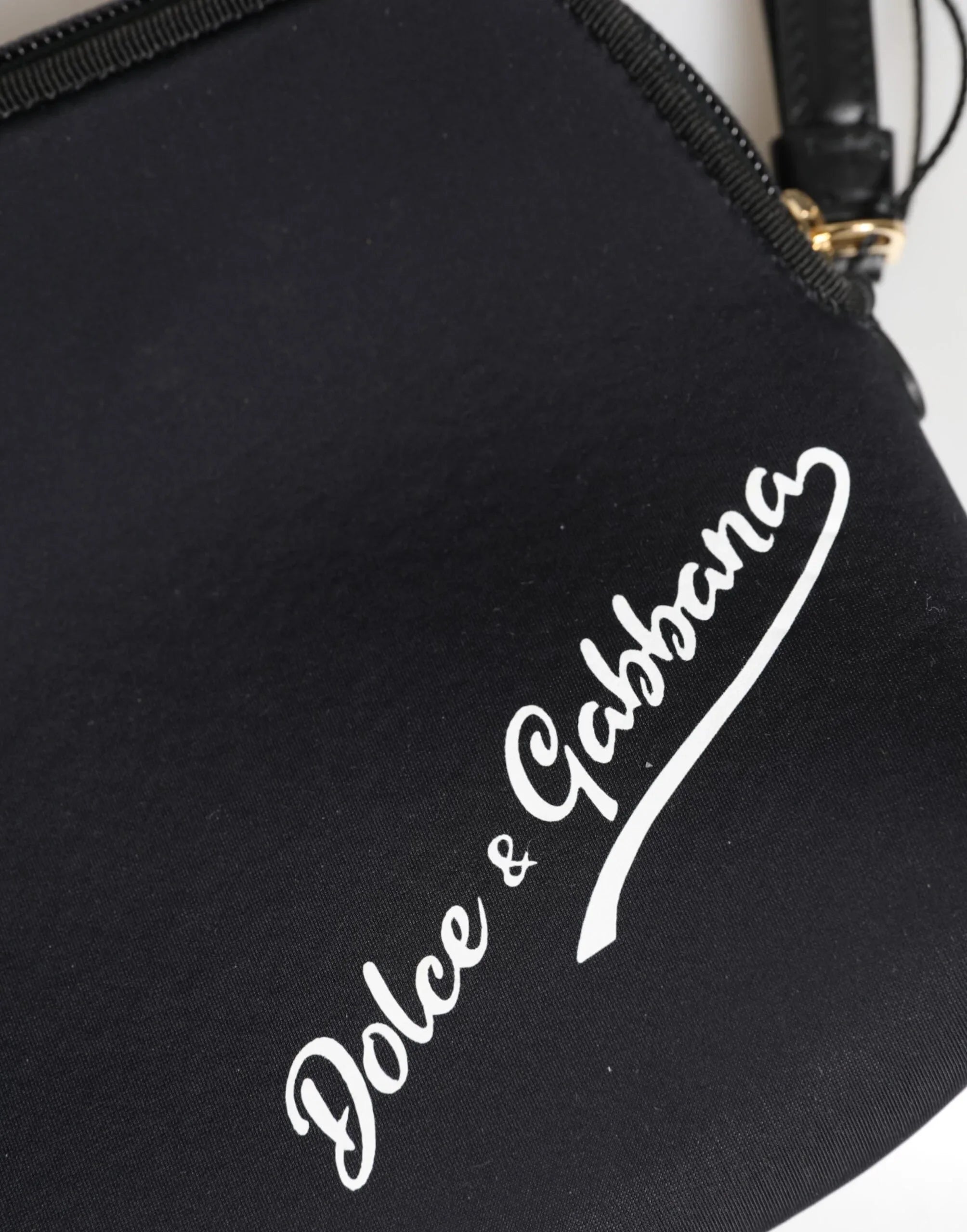 Dolce & Gabbana Black Solid Nylon DG LogoPrint Clutch Zip Borse Pouch Bag - Zeiniez