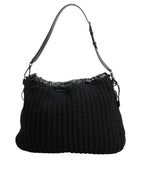 Dolce & Gabbana Black Cashmere Knitted Leather Shoulder Women Borse Bag - Zeiniez
