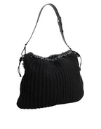 Dolce & Gabbana Black Cashmere Knitted Leather Shoulder Women Borse Bag - Zeiniez