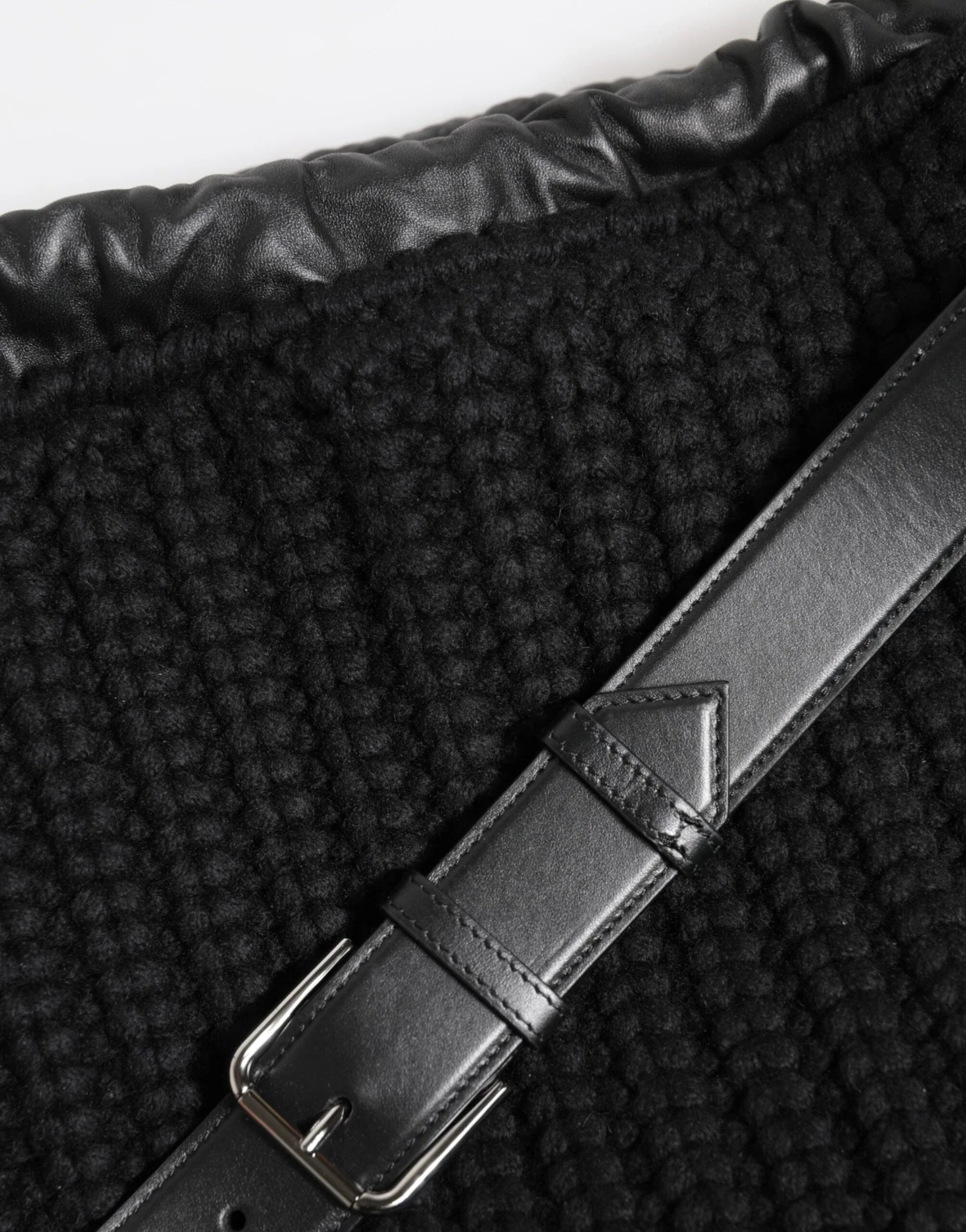 Dolce & Gabbana Black Cashmere Knitted Leather Shoulder Women Borse Bag - Zeiniez