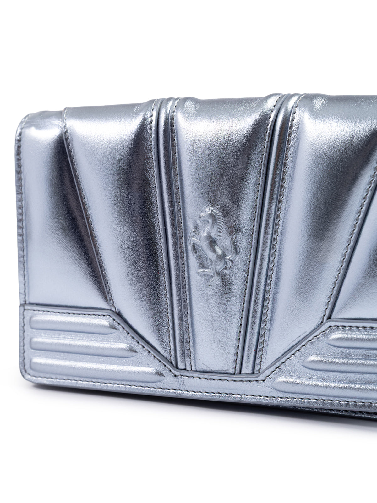 Ferrari Metal light blue GT patent leather bag with chain - Zeiniez