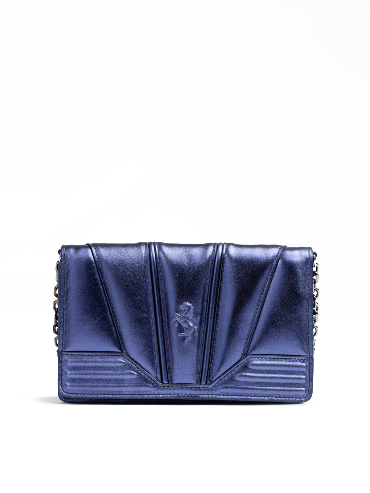 Ferrari Metal blue GT patent leather bag with chain - Zeiniez