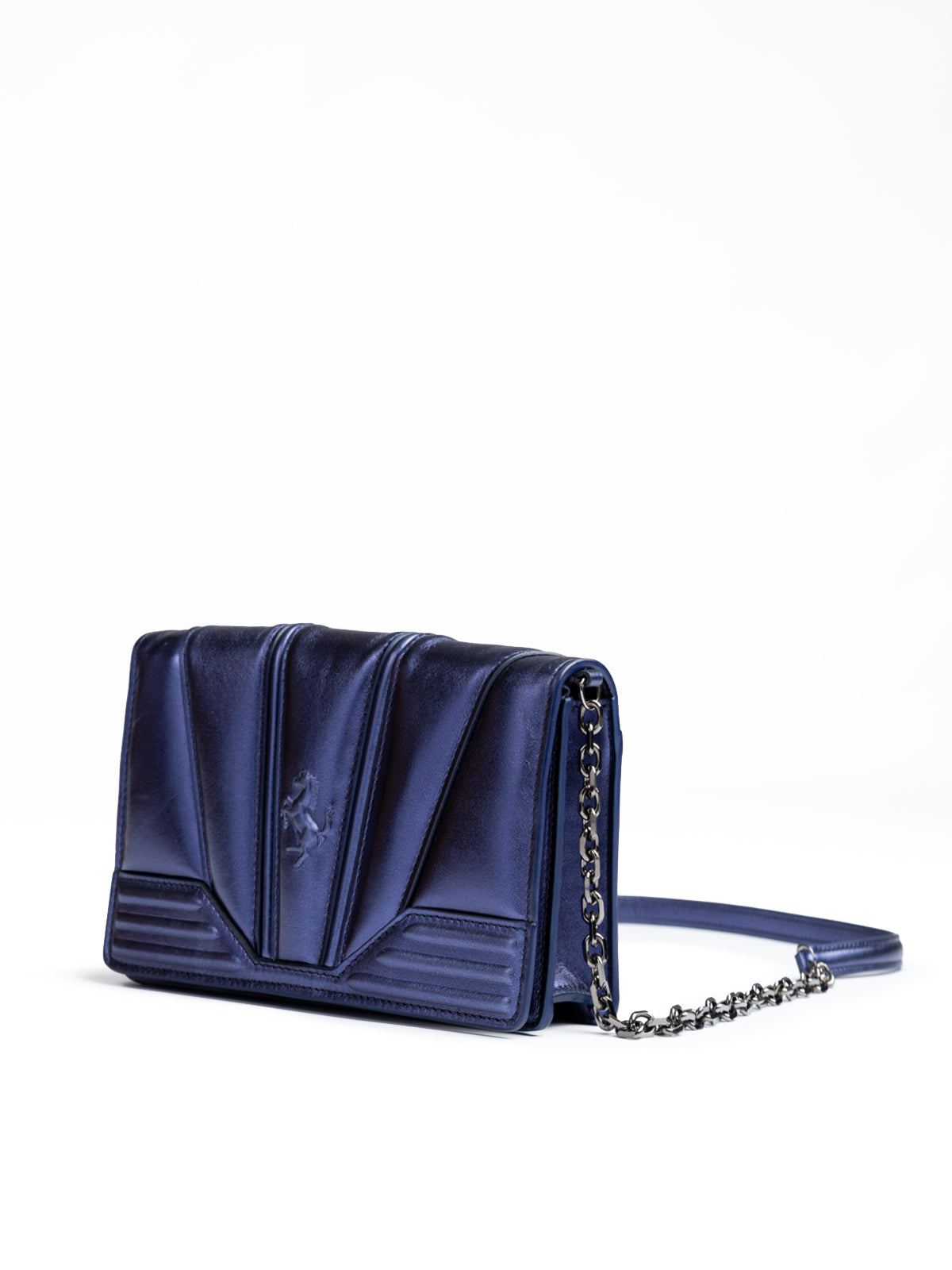 Ferrari Metal blue GT patent leather bag with chain - Zeiniez