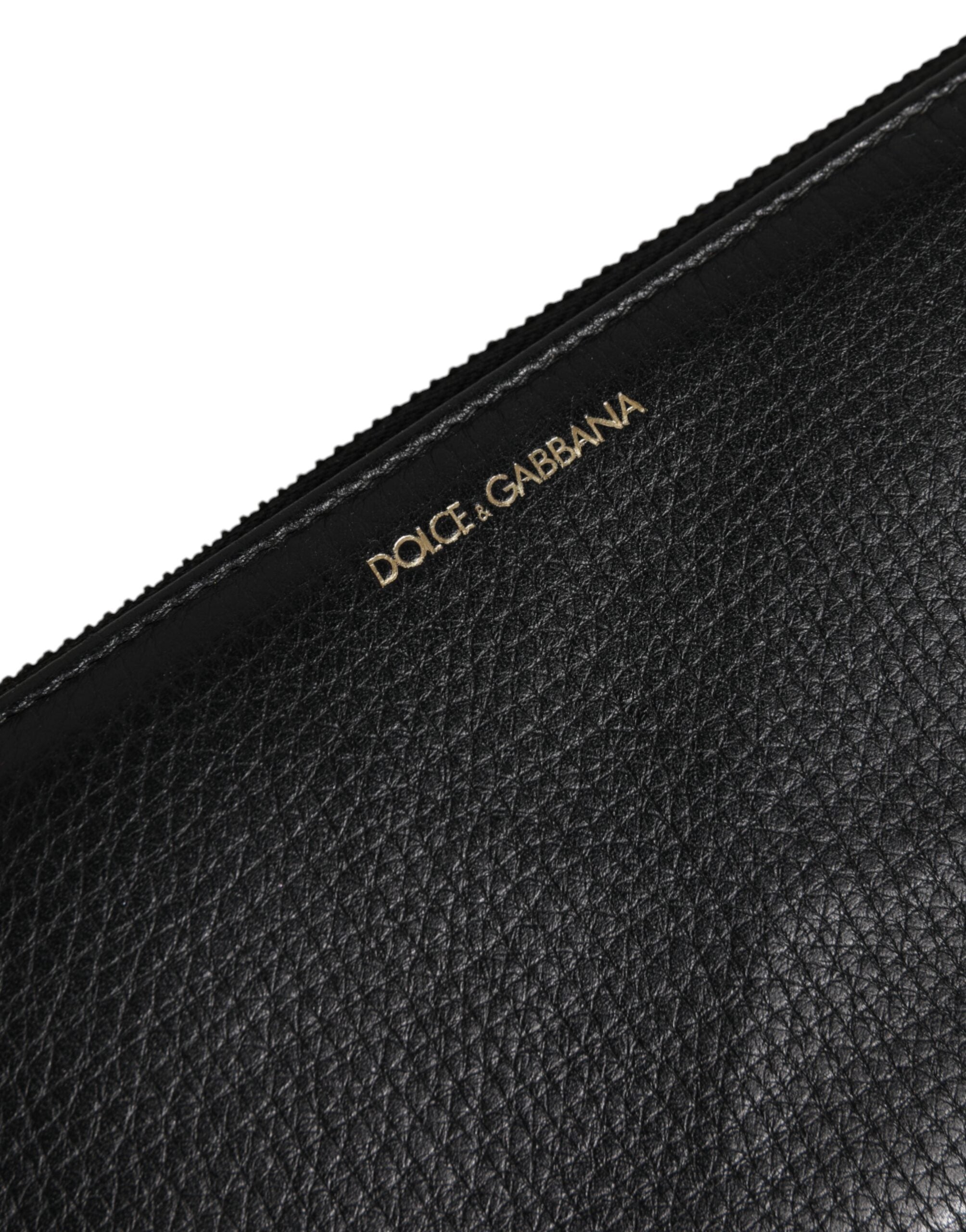 Dolce & Gabbana Black Calfskin Leather Logo Zip Around Continental Wallet - Zeiniez