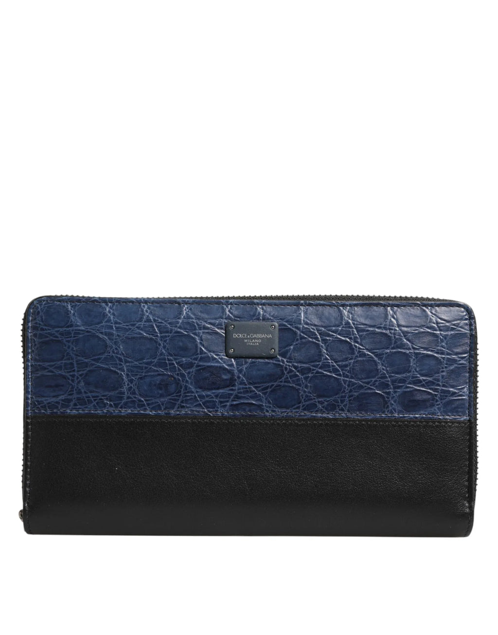 Dolce & Gabbana Black Blue Exotic Leather Men Continental Clutch Wallet - Zeiniez