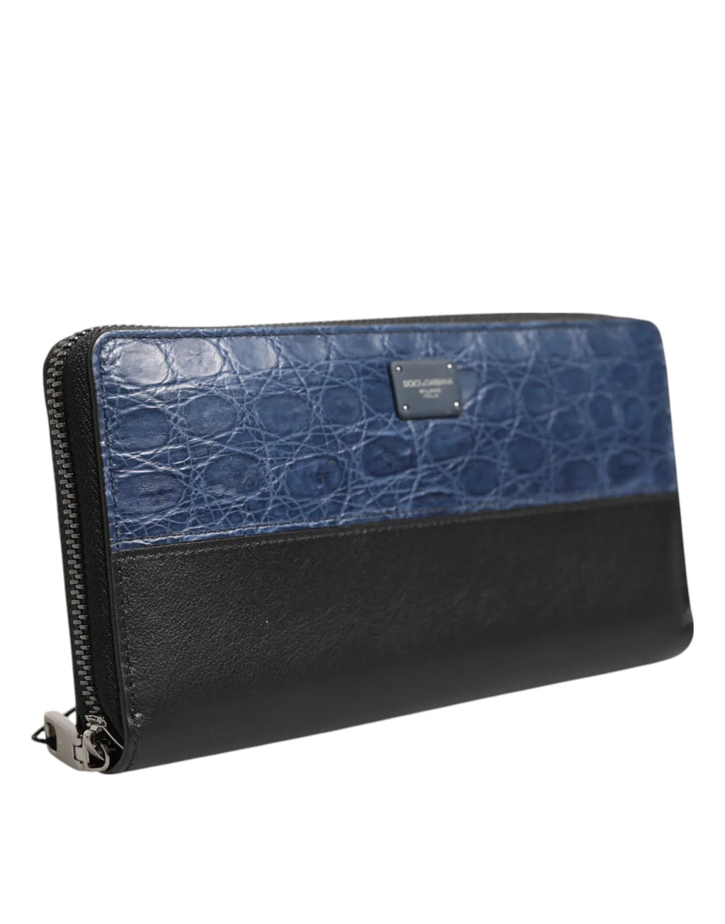 Dolce & Gabbana Black Blue Exotic Leather Men Continental Clutch Wallet - Zeiniez