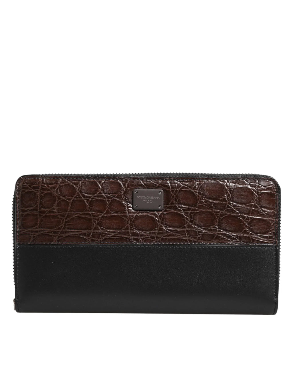 Dolce & Gabbana Black Brown Exotic Leather Men Continental Clutch Wallet - Zeiniez
