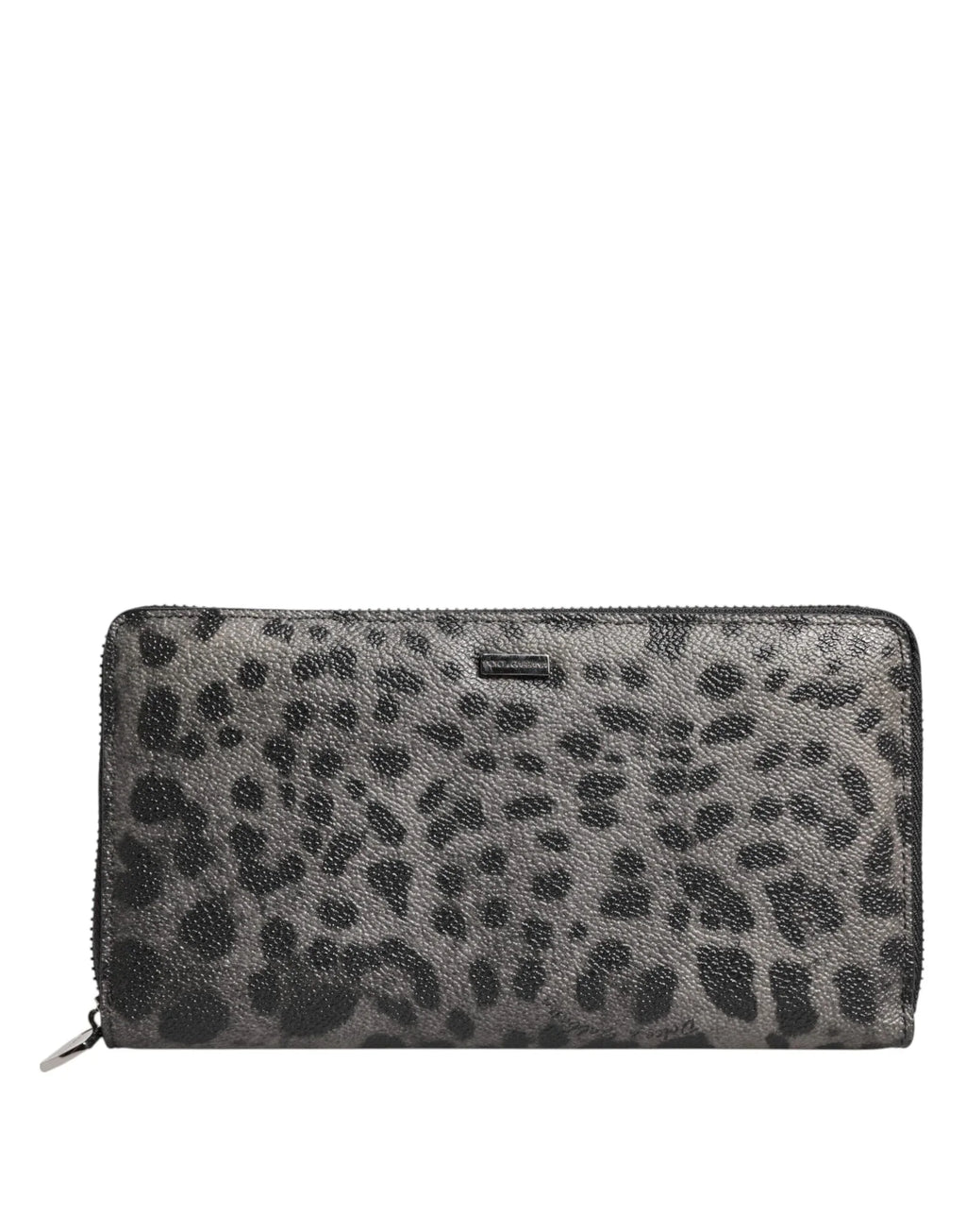 Dolce & Gabbana Black Gray Leopard Leather Zip Around Continental Wallet - Zeiniez