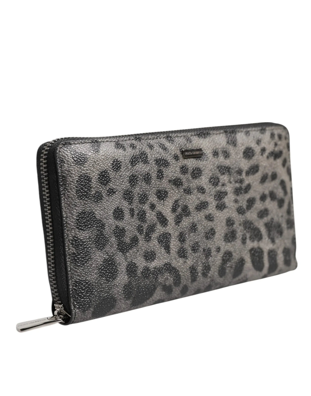Dolce & Gabbana Black Gray Leopard Leather Zip Around Continental Wallet - Zeiniez